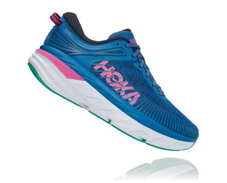 Hoka One One Bondi 7 Dama - Adidasi Alergare Largi Albastri / Roz | RO-4fnEZlW